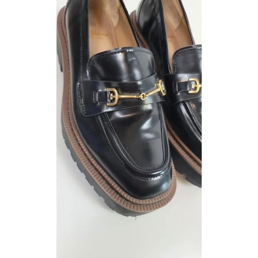 SAM EDELMAN LAURS PLATFORM LOAFERS IN BLACK PATENT LEATHER, SZ 6 - Picture 8 of 16